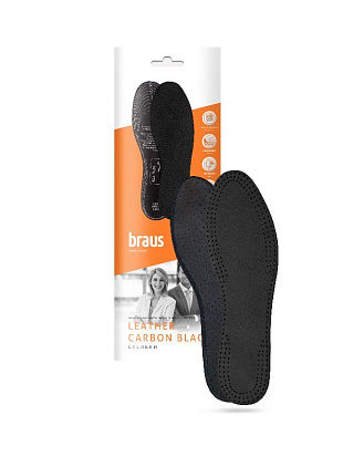 BRAUS Стельки Leatner Carbon BLACK (с акт.углем) р.41-42 BRAUS цвет 
