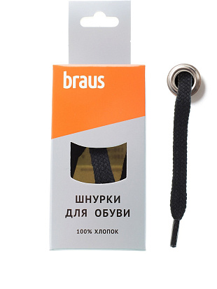 Шнурки BRAUS 100 см плоские ЧЕРНЫЕ BRAUS цвет Черный