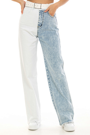 CHEERDUCK/2025 9018 ГОЛУБ/БЕЛЫЙ Джинсы женские CHEERDUCK цвет Голубой